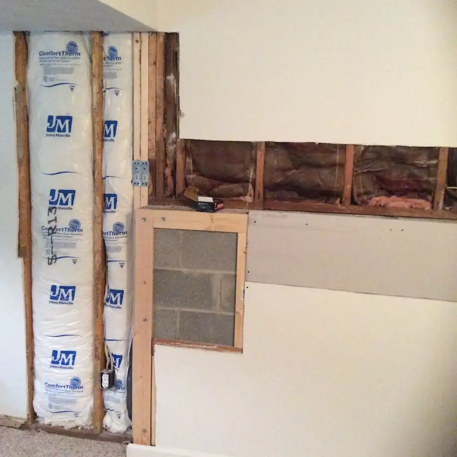 Wall insulation replacement during Contents Cleaning & Restoration in Warrington
